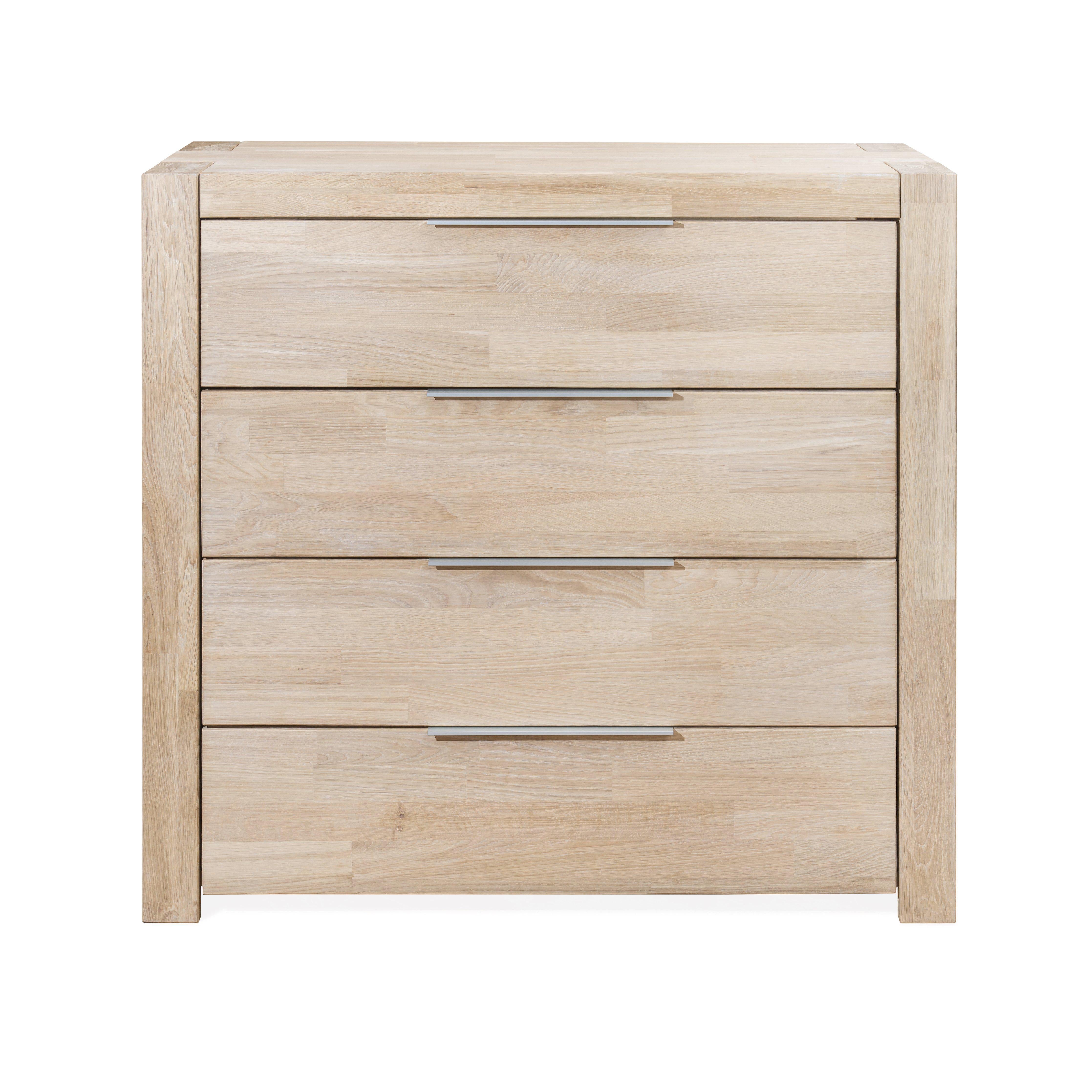 Cómoda de 4 cajones de madera de roble macizo estilo escandinavo